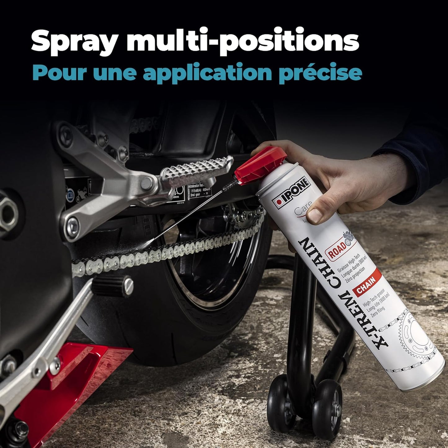 - Graisse De Chaîne Pour Moto De Route X-Trem Chain Road – Diffuseur Multi-Positions - Tenue Longue Durée 800 Kms – Pulvérisation Précise Sans Projection - Visible À L'Application - 250 Ml