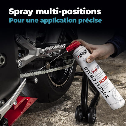 - Graisse De Chaîne Pour Moto De Route X-Trem Chain Road – Diffuseur Multi-Positions - Tenue Longue Durée 800 Kms – Pulvérisation Précise Sans Projection - Visible À L'Application - 250 Ml