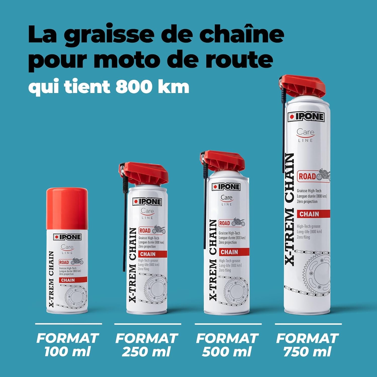 - Graisse De Chaîne Pour Moto De Route X-Trem Chain Road – Diffuseur Multi-Positions - Tenue Longue Durée 800 Kms – Pulvérisation Précise Sans Projection - Visible À L'Application - 250 Ml
