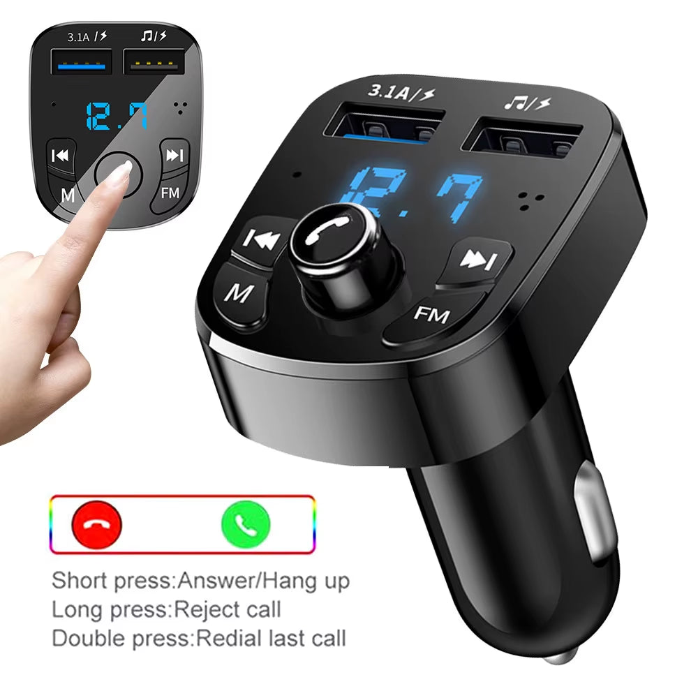 Car Mp3 Player Dual USB Fast Charger FM Transmitter Bluetooth-Compatible5.0 Handsfree Car Kit Usb Flash Drive Plug Car Kit