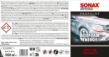 PROFILINE Actifoam Energy (1 Litre) Détergent Moussant Puissant Pour Lavage Manuel Des Véhicules Et Jantes | Réf: 06183000