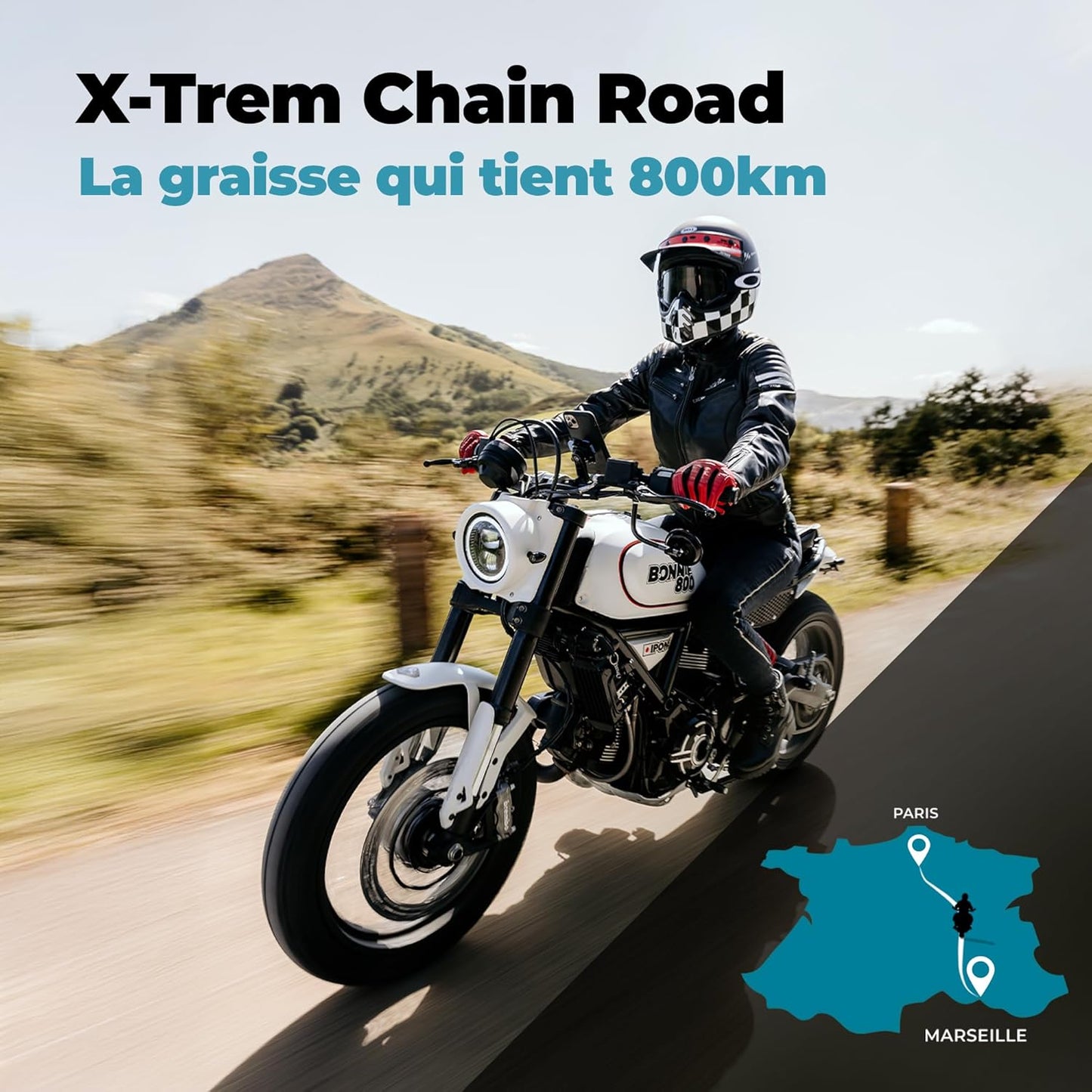 - Graisse De Chaîne Pour Moto De Route X-Trem Chain Road – Diffuseur Multi-Positions - Tenue Longue Durée 800 Kms – Pulvérisation Précise Sans Projection - Visible À L'Application - 250 Ml