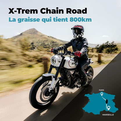 - Graisse De Chaîne Pour Moto De Route X-Trem Chain Road – Diffuseur Multi-Positions - Tenue Longue Durée 800 Kms – Pulvérisation Précise Sans Projection - Visible À L'Application - 250 Ml