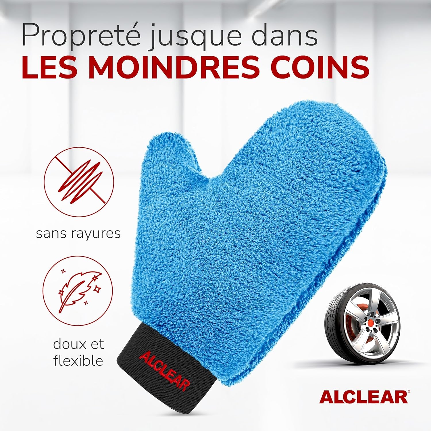 950013B Gant De Nettoyage De Jantes En Microfibre, 26X12 Cm, Absorbant, Sans Rayures, Pour Jantes En Alliage, Enjoliveurs, Rayons, Lavage Et Entretien Auto - Marque De Qualité Allemande.
