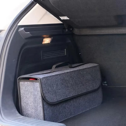 Gray anti Slip Compartment Boot Storage Organizer Tool Car Storage Bag Car Trunk Organizer Soft Felt Storage Box Car Accessories