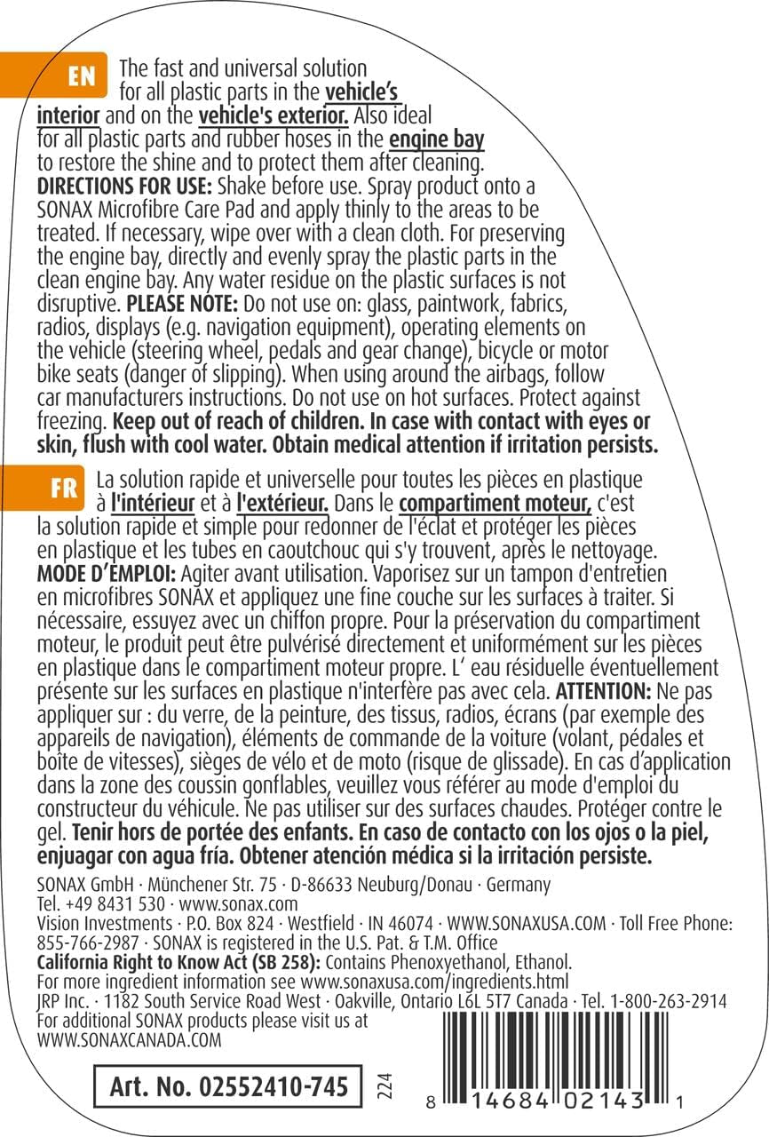 Xtreme 02552410 Produit D’Entretien Pour Plastiques Intérieurs Et Extérieurs Nettoie, Entretient Et Protège L'Ensemble Du Véhicule (500 Ml)