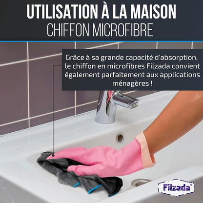 ® 6X Chiffon Microfibre Voiture - Chiffon En Nettoyage Ultra Absorbant 380 GSM Pour Voiture, Maison Et Fenêtre - 40X40Cm