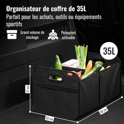 Achilles Rangement Coffre De Voiture XL Pliable - Organisateur Coffre Voiture Robuste Avec Compartiments, Caisse Rangement Auto Imperméable Pour SUV Berline