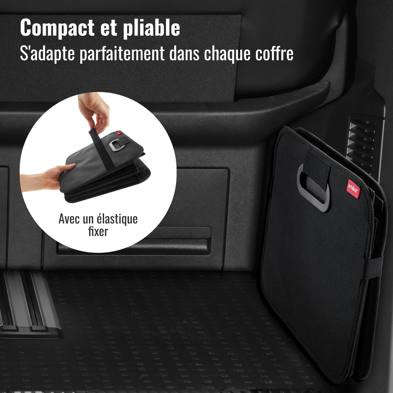 Achilles Rangement Coffre De Voiture XL Pliable - Organisateur Coffre Voiture Robuste Avec Compartiments, Caisse Rangement Auto Imperméable Pour SUV Berline