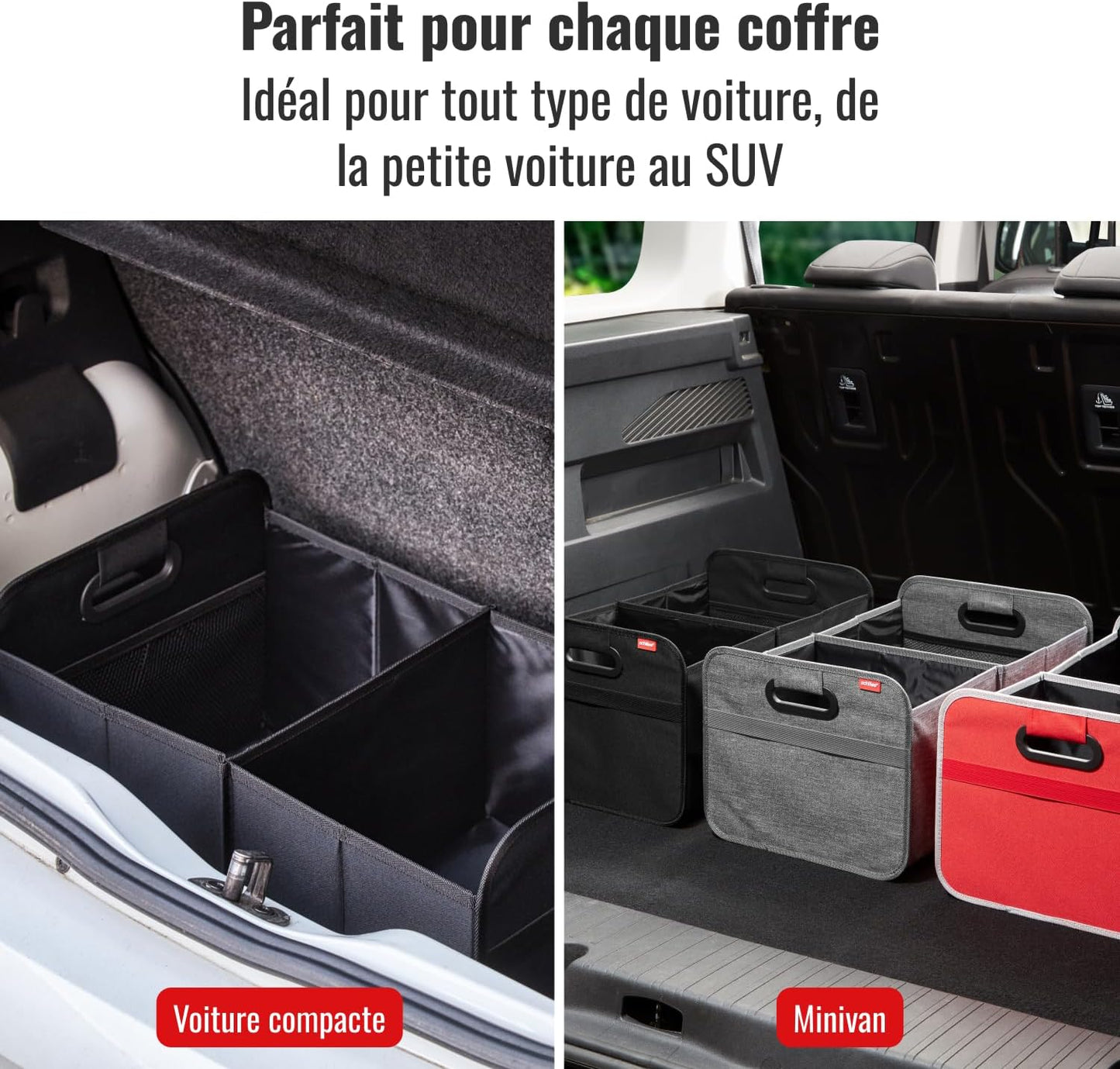 Achilles Rangement Coffre De Voiture XL Pliable - Organisateur Coffre Voiture Robuste Avec Compartiments, Caisse Rangement Auto Imperméable Pour SUV Berline