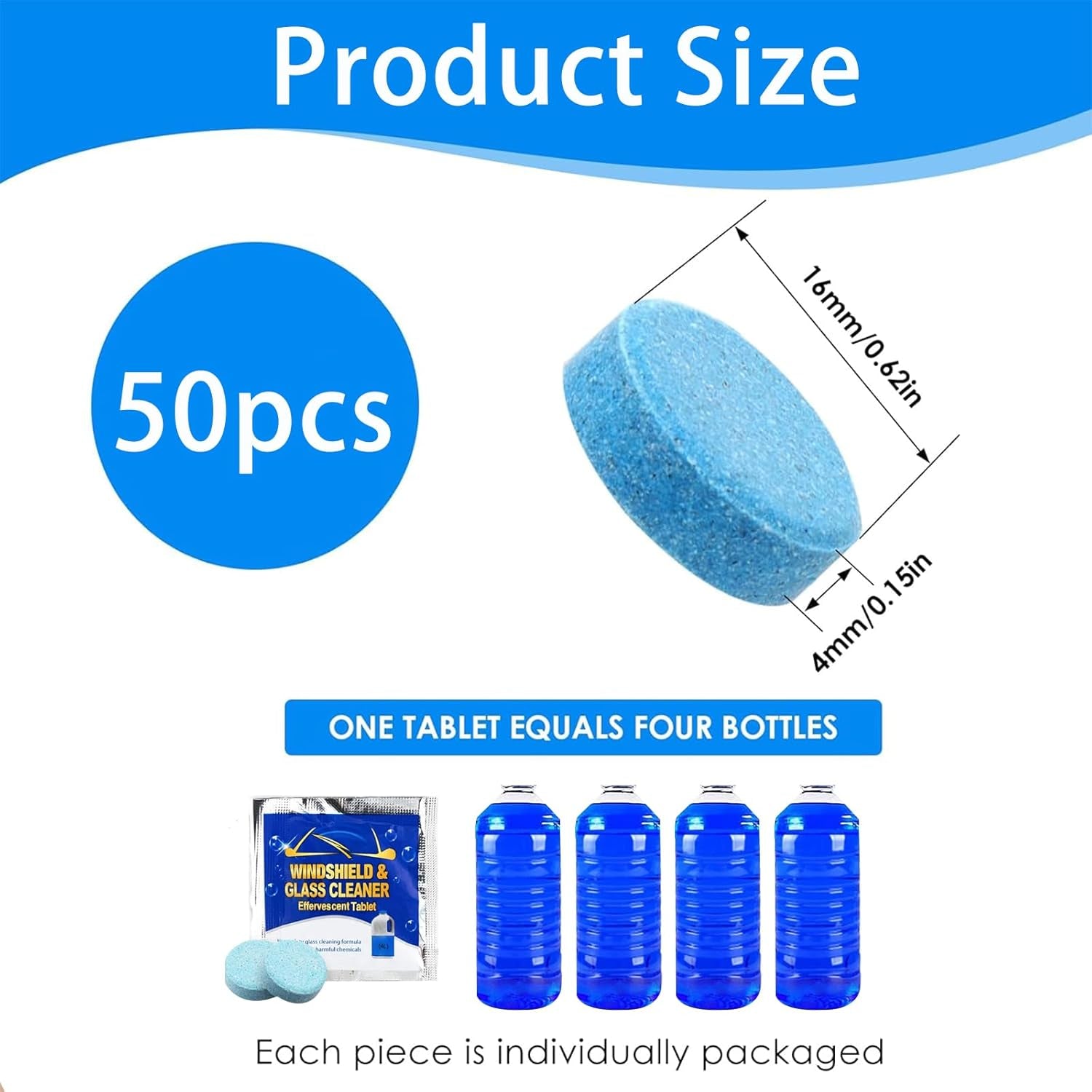 Lave Glace Concentré Pastille,50Pc Pastille Lave Glace Voiture,Nettoyant Pare Brise,Pastille Lave Glace Pour Pare-Brise,Effervescent Voiture,Lave Glace Voiture,Verre De Pare-Brise Nettoyage Détergent