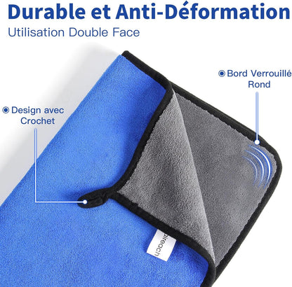 80X50 CM XL Chiffons En Microfibre Voiture Lot De 2, Chiffon De Séchage Pour Voiture 1000GSM Chiffons De Polissage Pour Auto Motocyclette L'Entretien Ultra Absorbant Serviettes Microfibre