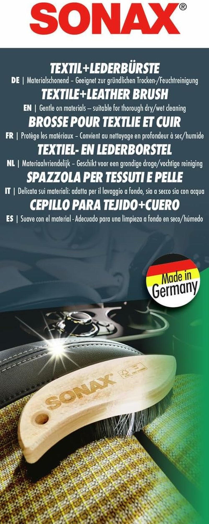 Brosse Pour Textile Et Cuir (1 Pièce) Brosse Ergonomique Avec Poils Souples Pour Nettoyage À Sec Ou Avec Produit Nettoyant | Réf: 04167410