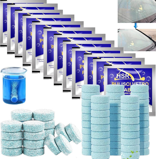 Lave Glace Concentré Pastille,50Pc Pastille Lave Glace Voiture,Nettoyant Pare Brise,Pastille Lave Glace Pour Pare-Brise,Effervescent Voiture,Lave Glace Voiture,Verre De Pare-Brise Nettoyage Détergent