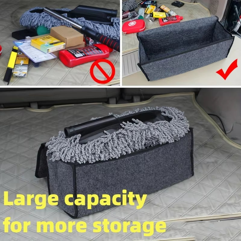 Gray anti Slip Compartment Boot Storage Organizer Tool Car Storage Bag Car Trunk Organizer Soft Felt Storage Box Car Accessories