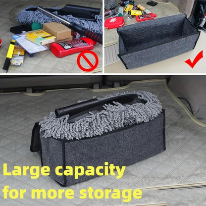 Gray anti Slip Compartment Boot Storage Organizer Tool Car Storage Bag Car Trunk Organizer Soft Felt Storage Box Car Accessories