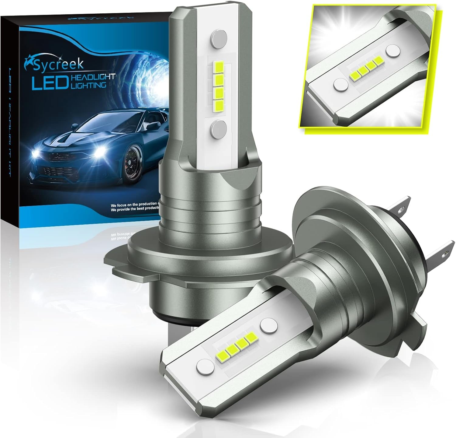 Ampoule H7 LED 16000LM 6500K Blanc,1:1 Mini Design,Plug and Play LED H7 Remplacement Pour Halogènes ,2 Ampoules H7