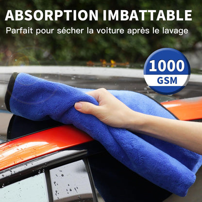 80X50 CM XL Chiffons En Microfibre Voiture Lot De 2, Chiffon De Séchage Pour Voiture 1000GSM Chiffons De Polissage Pour Auto Motocyclette L'Entretien Ultra Absorbant Serviettes Microfibre