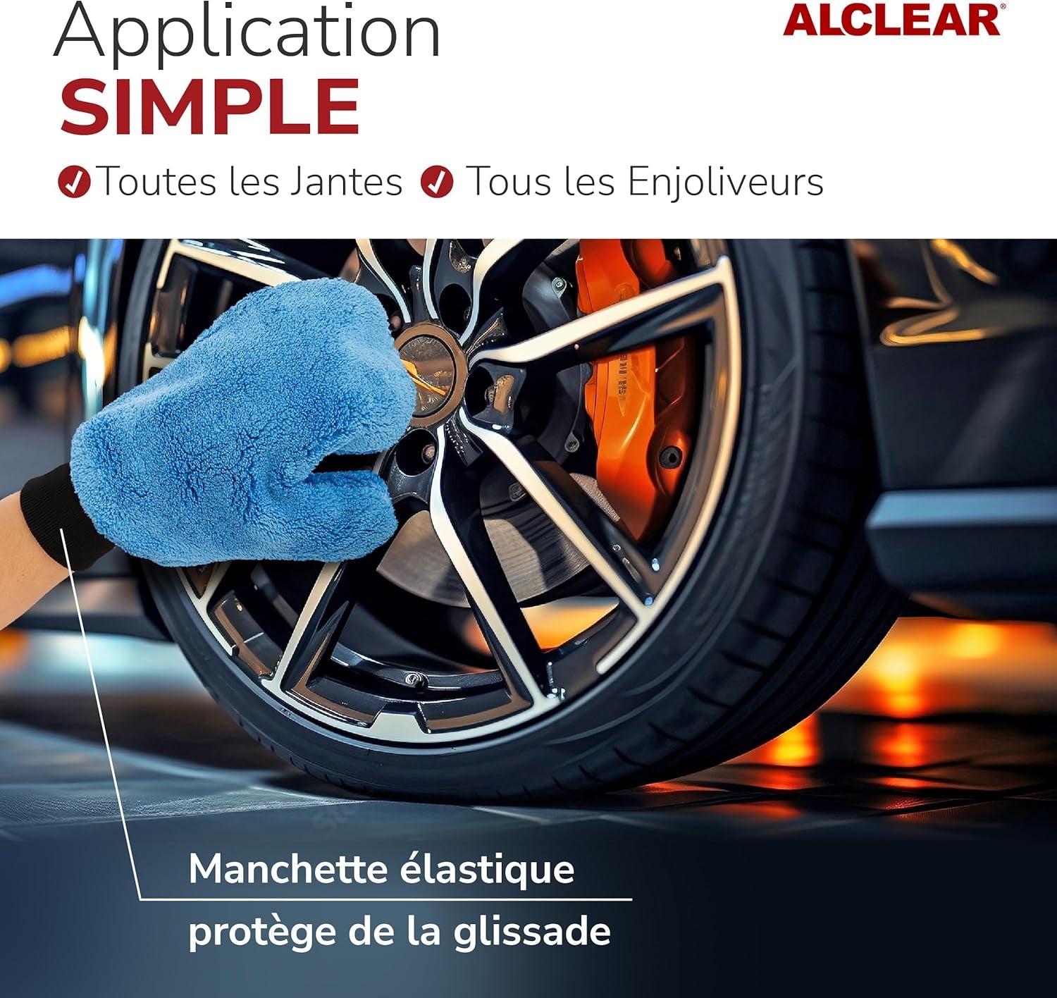 950013B Gant De Nettoyage De Jantes En Microfibre, 26X12 Cm, Absorbant, Sans Rayures, Pour Jantes En Alliage, Enjoliveurs, Rayons, Lavage Et Entretien Auto - Marque De Qualité Allemande.