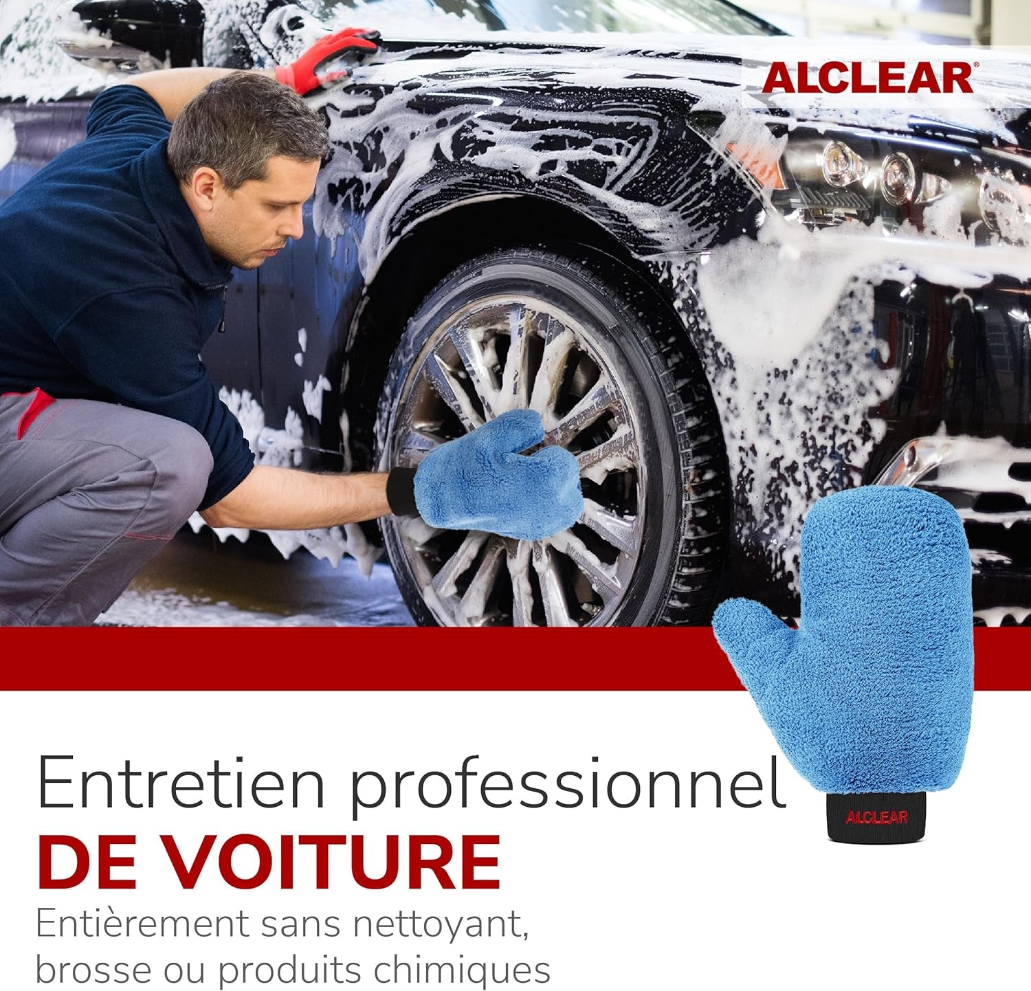 950013B Gant De Nettoyage De Jantes En Microfibre, 26X12 Cm, Absorbant, Sans Rayures, Pour Jantes En Alliage, Enjoliveurs, Rayons, Lavage Et Entretien Auto - Marque De Qualité Allemande.