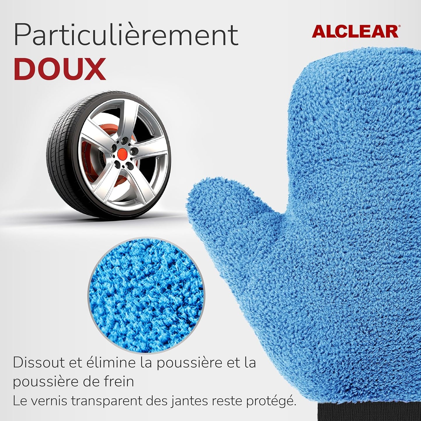 950013B Gant De Nettoyage De Jantes En Microfibre, 26X12 Cm, Absorbant, Sans Rayures, Pour Jantes En Alliage, Enjoliveurs, Rayons, Lavage Et Entretien Auto - Marque De Qualité Allemande.