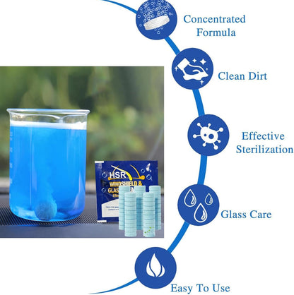 Lave Glace Concentré Pastille,50Pc Pastille Lave Glace Voiture,Nettoyant Pare Brise,Pastille Lave Glace Pour Pare-Brise,Effervescent Voiture,Lave Glace Voiture,Verre De Pare-Brise Nettoyage Détergent