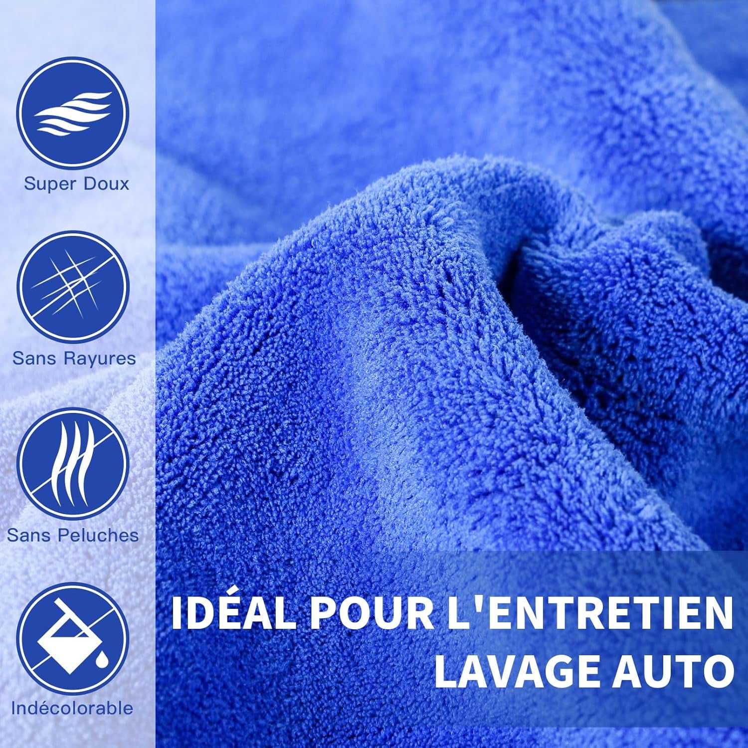 80X50 CM XL Chiffons En Microfibre Voiture Lot De 2, Chiffon De Séchage Pour Voiture 1000GSM Chiffons De Polissage Pour Auto Motocyclette L'Entretien Ultra Absorbant Serviettes Microfibre