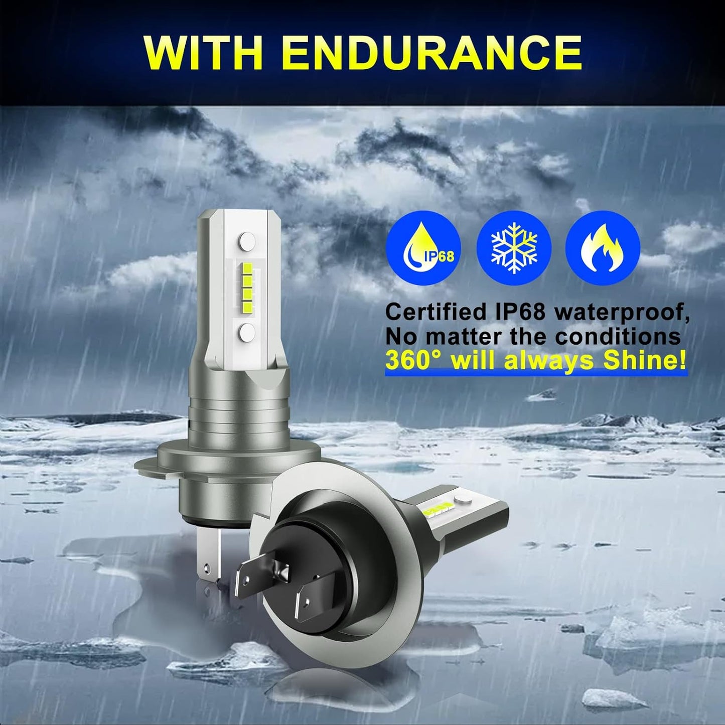 Ampoule H7 LED 16000LM 6500K Blanc,1:1 Mini Design,Plug and Play LED H7 Remplacement Pour Halogènes ,2 Ampoules H7