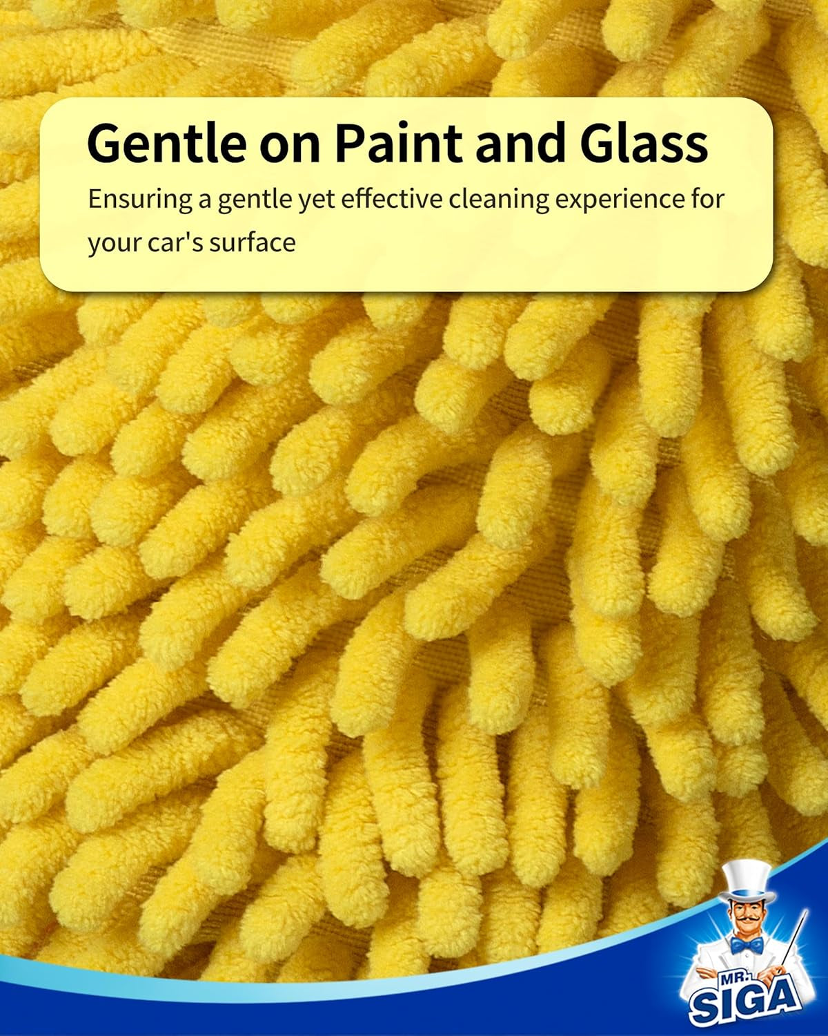 Gant De Lavage En Microfibre De Chenille Souple Surchoix Pour La Voiture, Lot De 2, Bleu Et Jaune