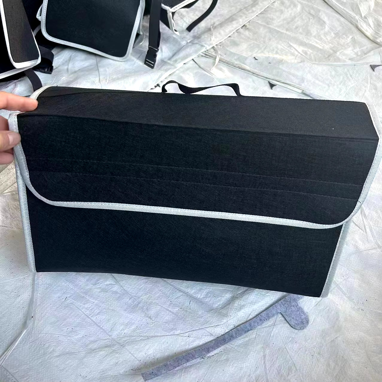 Gray anti Slip Compartment Boot Storage Organizer Tool Car Storage Bag Car Trunk Organizer Soft Felt Storage Box Car Accessories